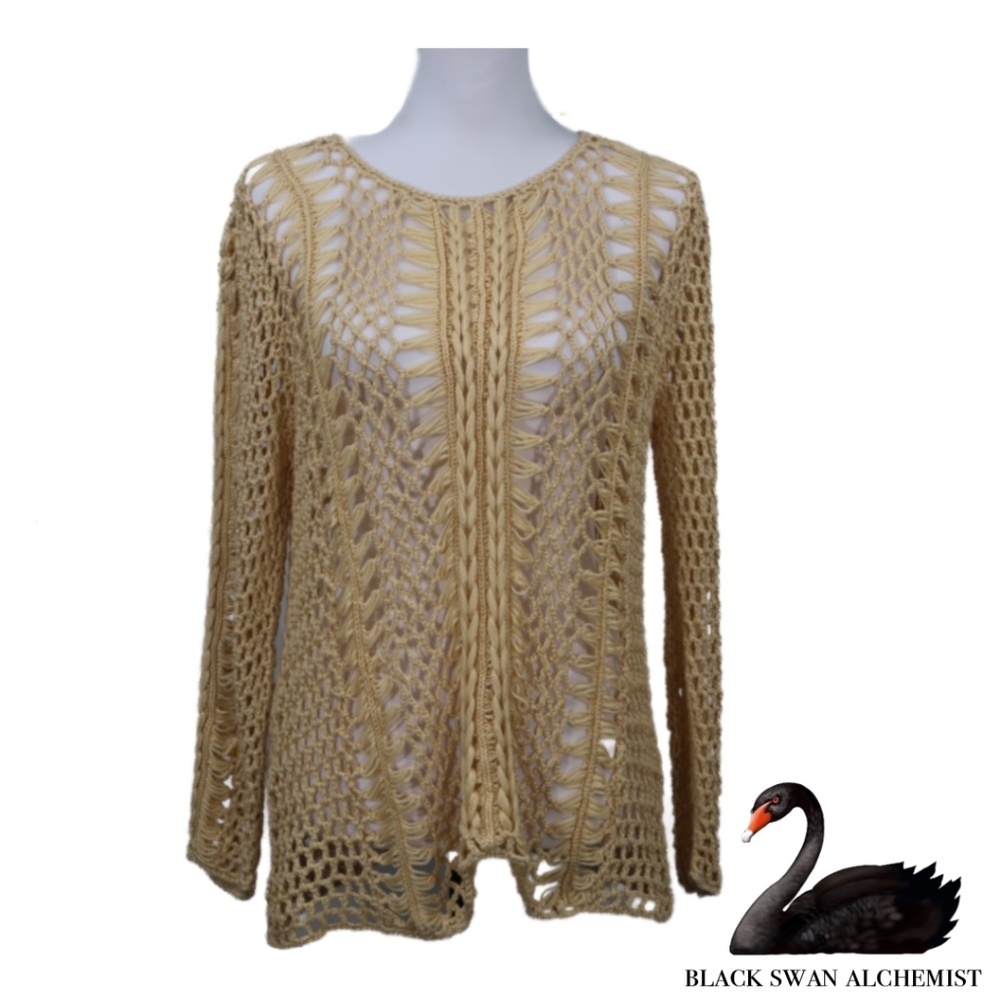Chico’s Size 3 (US 16) Cream Crochet Tunic